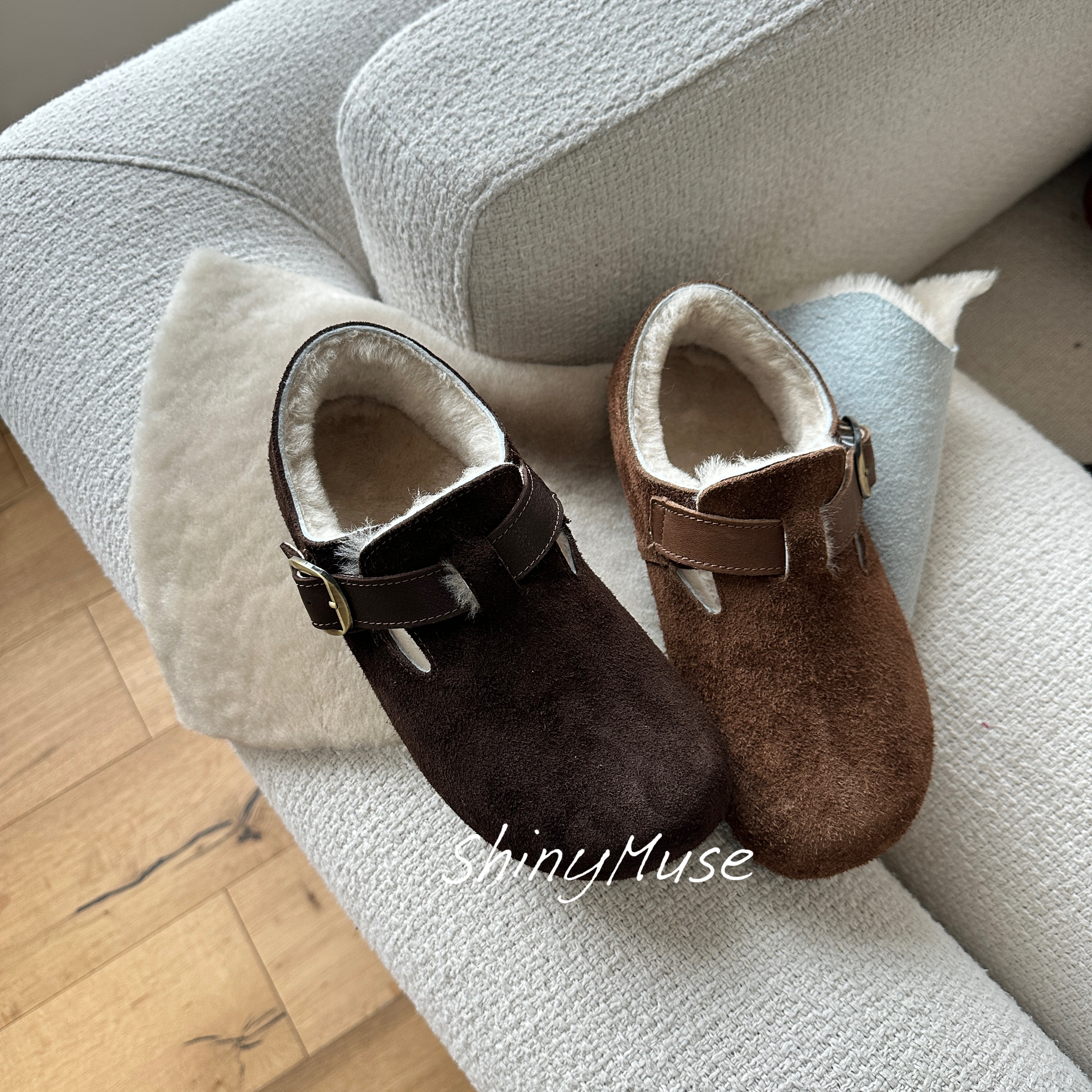 羊毛真皮舒适百搭保暖勃肯鞋