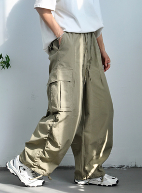 弎狸 TIP 日系大口袋复古工装裤男女宽松直筒cityboy束脚休闲裤潮