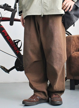 弎狸 TIP  日系复古宽松休闲长裤男立体褶皱潮牌直筒阔腿工装裤子