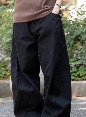 弎狸TIP 日系复古松弛感阔腿弯刀裤情侣宽松廓形高级感垂感休闲裤