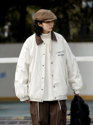 弎狸 TIP 冬季美式复古翻领保暖90白鸭绒羽绒服男女轻薄工装外套