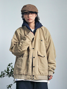 弎狸 TIP 日系复古连帽撞色假两件工装夹克男女生休闲拼接外套潮