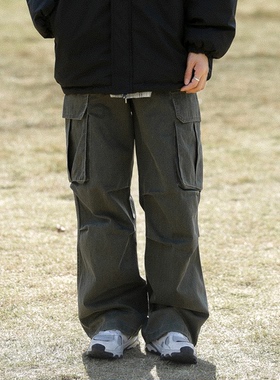 弎狸 TIP  日系复古阔腿直筒工装裤男女学生休闲百搭多口袋长裤潮