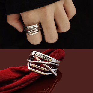 开口高级感自律戒指2025新款爆款潮男士食指环小众设计单身戒指虎