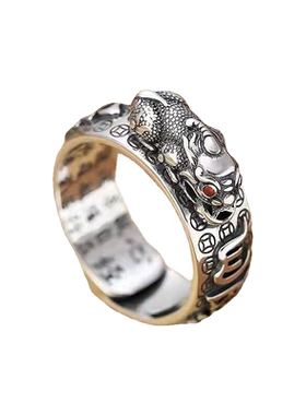 貔貅开口戒指男士女复古食指指环