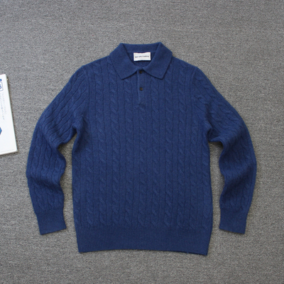 乐福佬仁男装 羊毛羊绒 翻领扭花针织衫we shi today D17