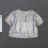 搞端成衣 shi 女装 瑞哥泵 亮面圆领短袖 T恤we today