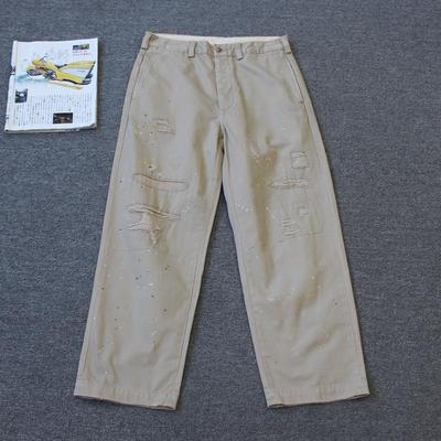 乐福佬仁男装 画师喷漆做旧补丁直筒休闲裤we shi today D20