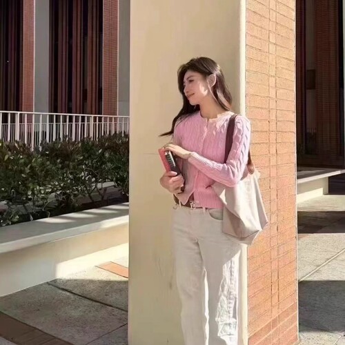 乐福佬仁女装 美式纽花圆领针织开衫外套we shi today 16