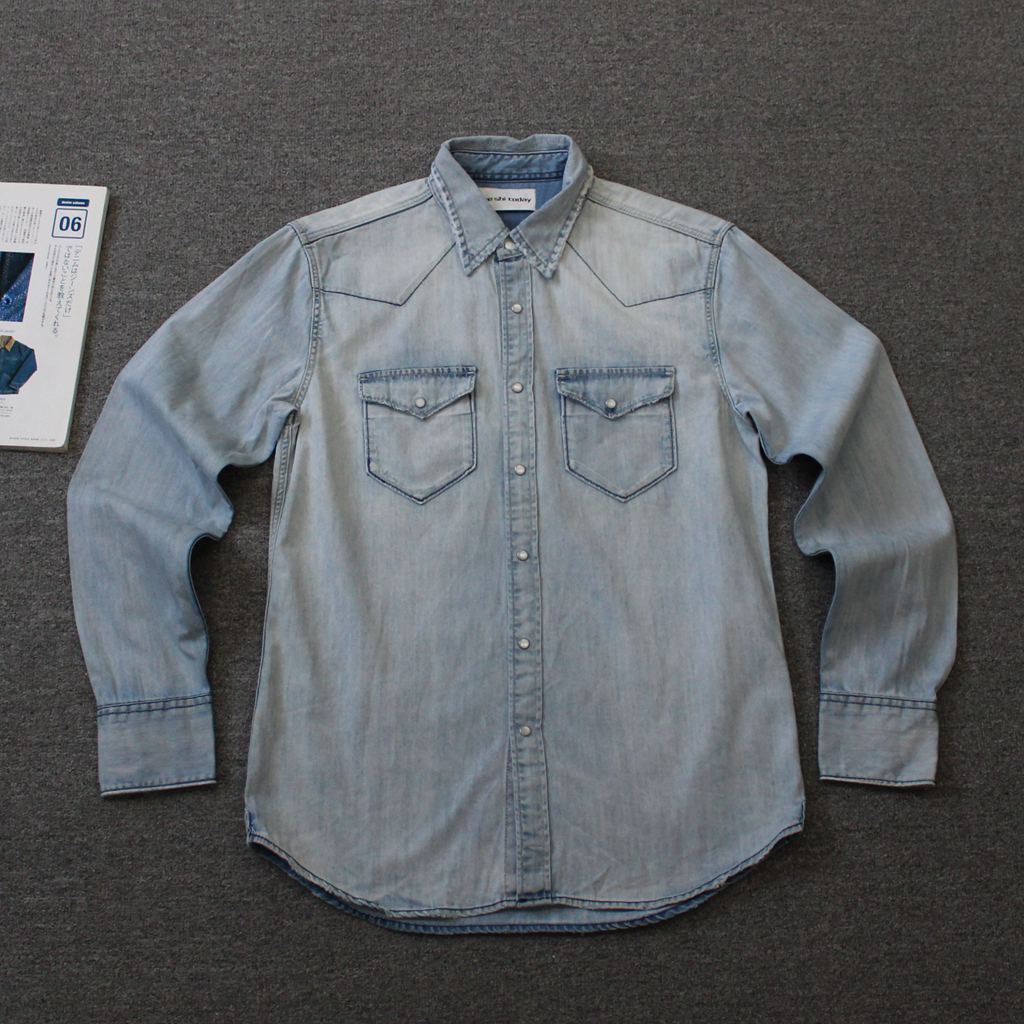 义大力三大牛之一男装 洗水翻领口袋长袖衬衫 瑕疵we shi today