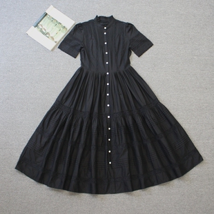 乐福佬仁 拆标 女装 褶皱 花边 中长款连衣裙  we shi today