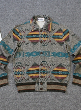 乐福佬仁双啊男装 纳瓦霍图腾棉质翻领针织外套we shi today D16
