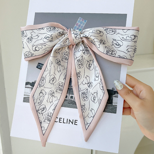 法国代购适用LV长条窄小丝巾女春秋扎头发带绑包包丝带飘带装饰