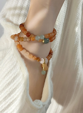 十里间【冰橙葫芦】文艺小清新古风天然石多层手串百搭少女手链