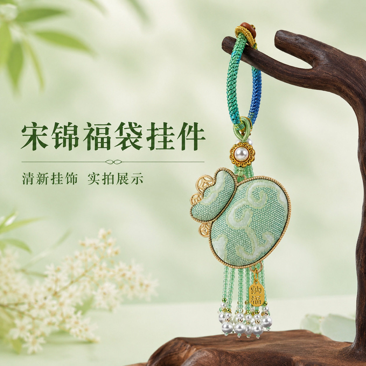 成品宋锦福袋钱袋挂件流苏包挂古摆件