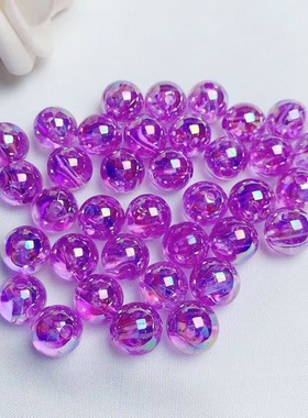 diy饰品辅料8-10mm直孔AB幻彩圆珠手工串珠材料 彩色亚克力珠帘珠