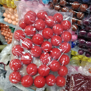 30mm 红色亚克力珠子 圆珠子  大红色珠子