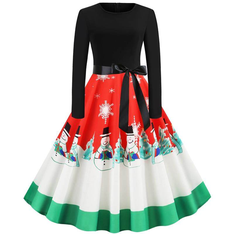 H9071 跨境圣诞节新款欧美大码复古女装 圆领无袖印花大摆连衣裙,女装/女士精品,连衣裙,淘宝优惠券,粉丝福利购,淘宝优惠卷