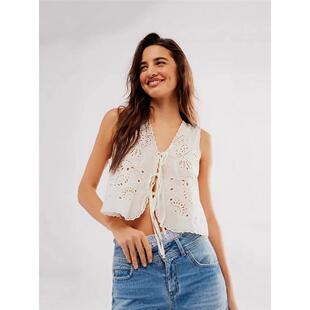 2026 women clothes欧美跨境女装绝美法式纯欲蝴蝶结饰纯棉刺绣缕