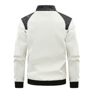 2026 men clothes美码棒球服皮叠层袖公版可印花二创皮衣跨境男式