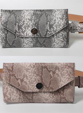 蛇纹女士皮带外贸腰包金扣细腰带灰色 腰包皮带  手机速卖通包包