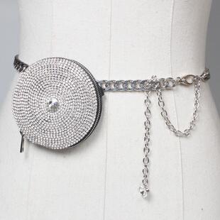 bling水钻爱心腰链女ins闪钻迷你腰包毛衣腰带百搭收腰斜挎包装饰