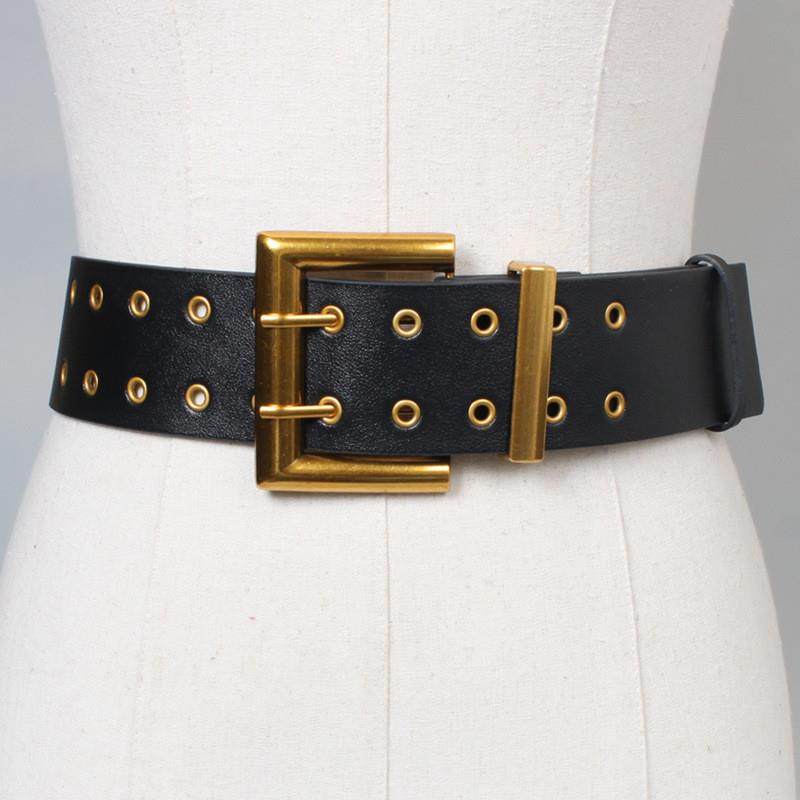 超宽腰封双排金扣气眼女士皮带黑色装饰铆钉时尚欧美范朋克风腰带,女士内衣/男士内衣/家居服,塑身腰封/腰夹,淘宝优惠券,粉丝福利购,淘宝优惠卷