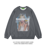 【直播品控】美式复古欧美人物印花宽松圆领卫衣外套WY265-P75，女装短外套，四季星座1015