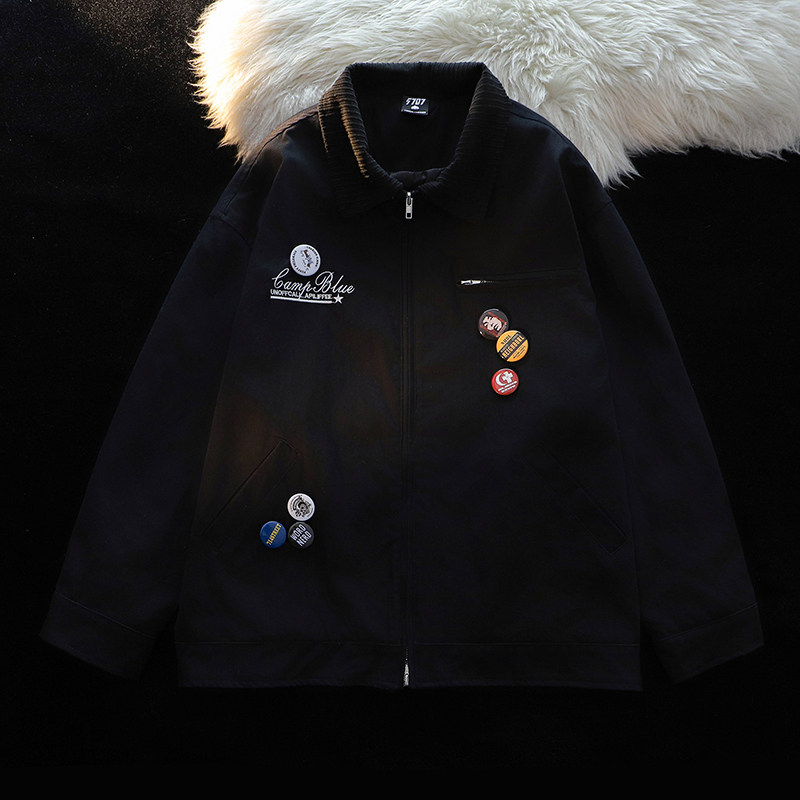 （高品质）美式复古cleanfit外套可拆卸徽章夹克1015-JK112-P135,男装夹克,四季星座1015