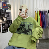 美式复古宽松oversize假两件卫衣高街潮牌情侣套头外套WY247-P55，女装短外套，四季星座1015