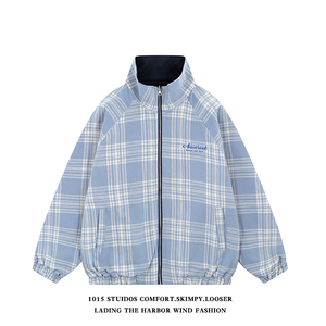 美式双面穿cleanfit哈灵顿夹克潮牌休闲外套1015-JK129-P145,only春季牛仔长裙穿搭图片