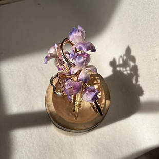 绒花鸢尾系列 鸢尾发钗抓夹