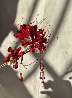 绒花蚕丝金灯花手工制作发饰发簪