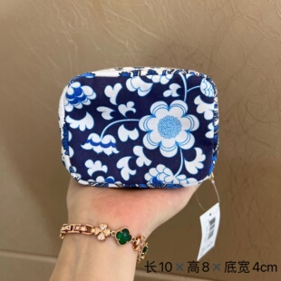 雅诗兰黛新款 粉蓝迷你小包流苏复古布艺包化妆包拉链收纳包手拿包