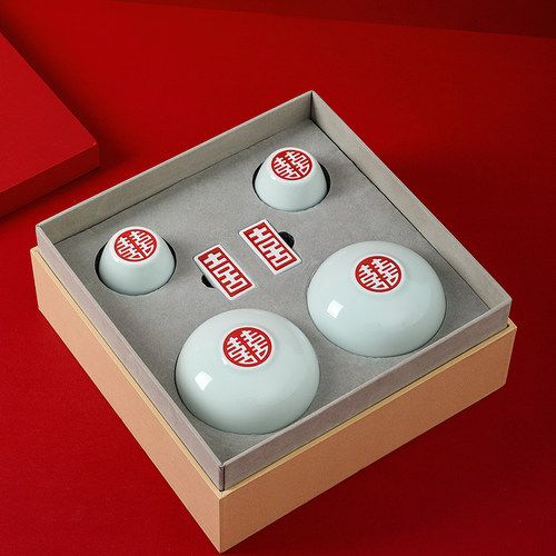 结婚礼物闺蜜朋友喜碗杯子一对