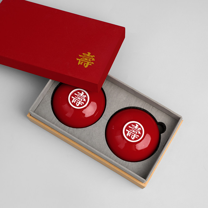 老人生日寿辰祝寿碗伴手礼物答谢红色百寿宴对碗礼品定制礼盒回礼