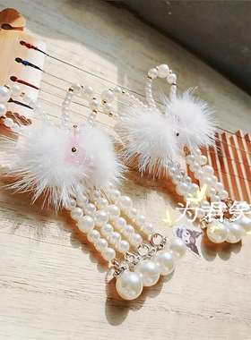 新年红色毛球蝴蝶结发夹女后脑勺盘发抓夹鲨鱼夹子头饰发卡发饰