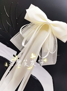 新款蝴蝶结发夹子古风汉服仙女飘带头饰复古淑女气质网红少女顶夹