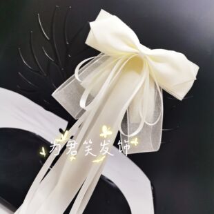 新款 蝴蝶结发夹子古风汉服仙女飘带头饰复古淑女气质网红少女顶夹