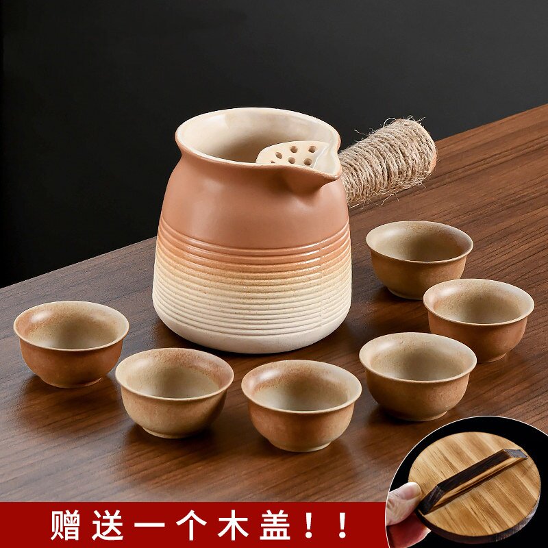 日本围炉煮茶烤奶壶罐罐壶室内可干烧茶壶套装家用煮茶器陶壶侧把