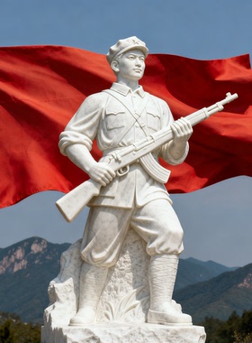 汉白玉抗战军人雕塑定制厂家