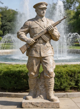 石雕红军人物雕塑定制八路军花岗岩雕像户外公园景区纪念馆景观