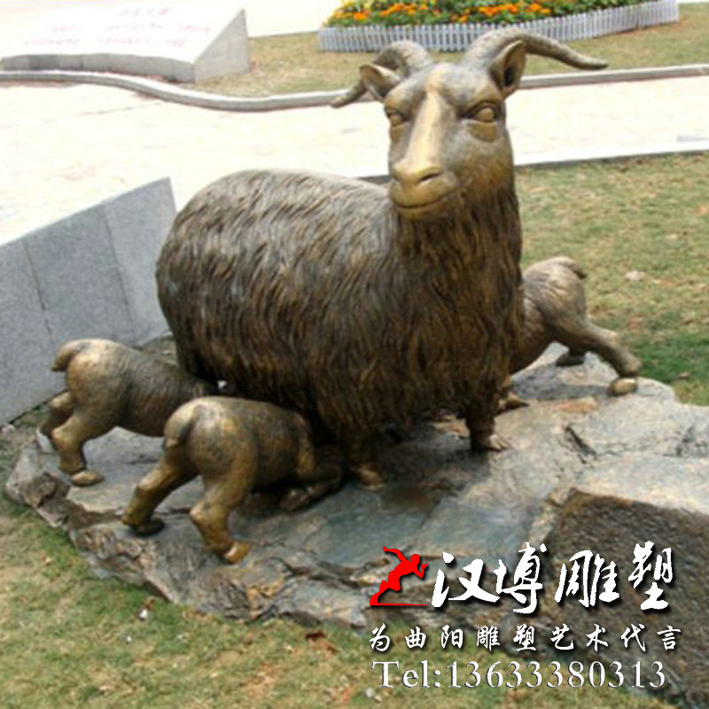 羊羔跪乳羔羊吃奶小羊雕塑感恩孝道文化主题雕像城市景区雕塑定制
