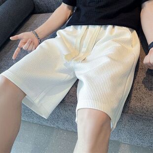 美式复古hiphop华夫格休闲裤子男女夏季宽松运动五分短裤潮流时尚