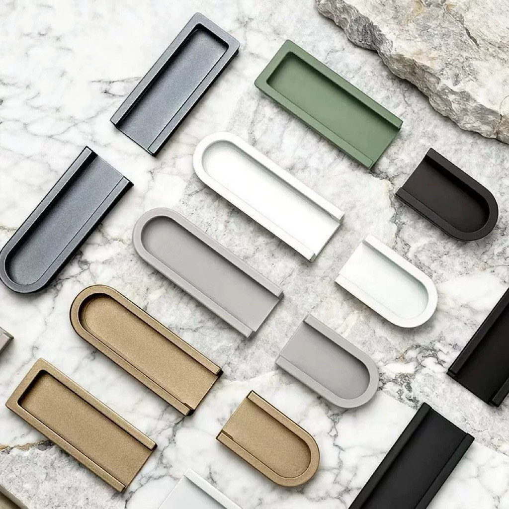 衣柜门嵌入式铝合金暗装拉手抽屉橱柜莫兰迪对装开槽内嵌柜门把手