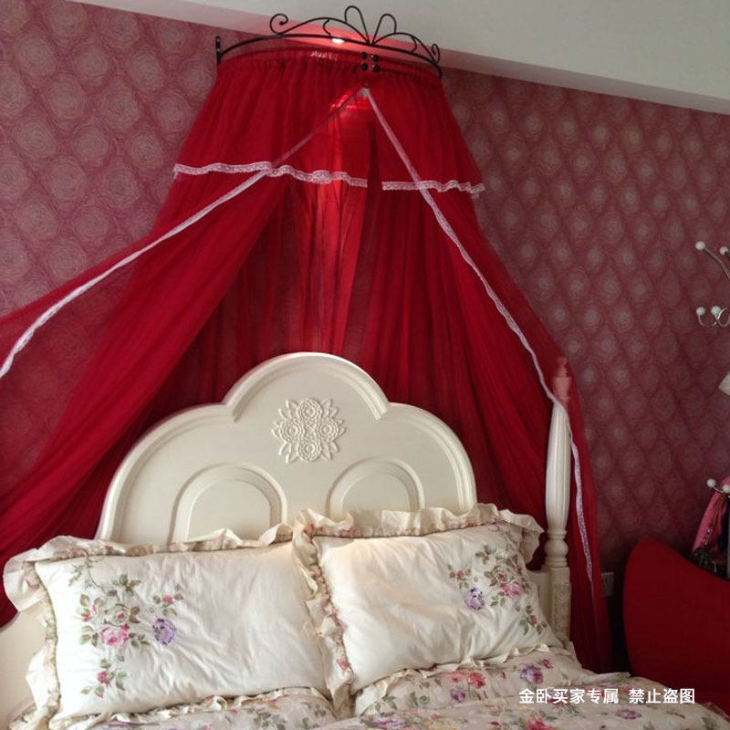 定制金卧欧式纯色轻奢拉链蚊帐送铁艺架宫廷双人家用加密公主内衬