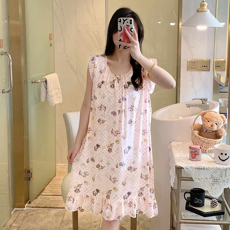 棉绸睡裙女款2025新款夏季睡衣薄款吊带绵绸背心少女居家睡裙