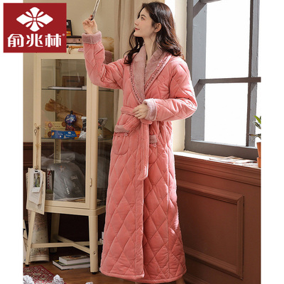 俞兆林加绒三层夹棉冬季保暖睡袍