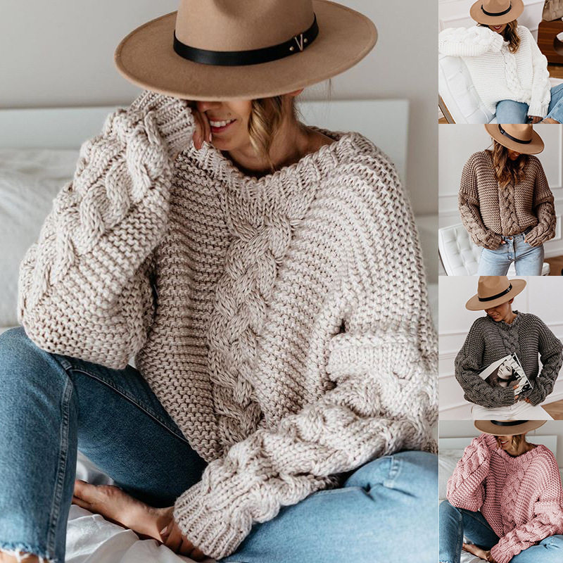 womens solid color pullover v-neck sweater knitwear针织衫女