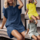 Neck vestidos Linen women Crew dress Dress summer femininos